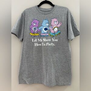 Care Bears Gray T-Shirt with Pink, Blue, and Purple Bears